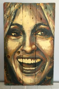 "Félicie", acrylique sur bois, 60 x 37 cm