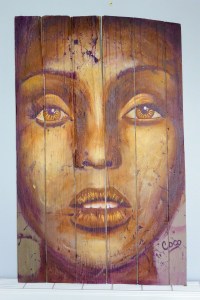 "Golden Eye", acrylique sur bois, 96 x 58 cm