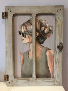 peinture sur bois- porte de placard-portrait