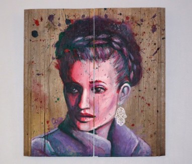 "Nadia" acrylique sur bois, 50,5 x 48 cm