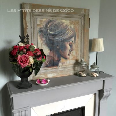 tableau-deco-decoration-ornament-peinture-portrait-profil-cheminée-fireplace-porte-placard-art-woodart
