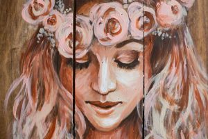 belle des champs, tableau sur bois par l’artiste Coraline van butsele alias coco