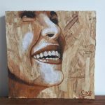 Portrait peinture sur osb de Coraline Van Butsele