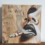 Portrait peinture sur osb de Coraline Van Butsele