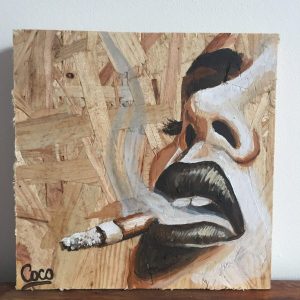 Portrait peinture sur osb de Coraline Van Butsele
