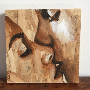 Portrait peinture sur osb de Coraline Van Butsele