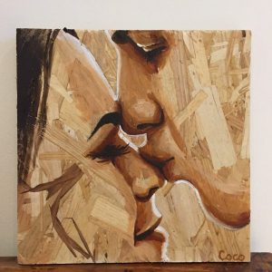 Portrait peinture sur osb de Coraline Van Butsele