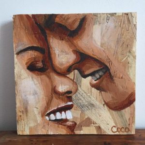 Portrait peinture sur osb de Coraline Van Butsele