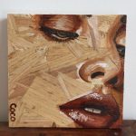 Portrait peinture sur osb de Coraline Van Butsele