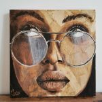 Portrait peinture sur osb de Coraline Van Butsele