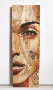 Portrait peinture sur osb de Coraline Van Butsele