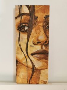 Portrait peinture sur osb de Coraline Van Butsele
