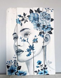 Tableau de Coraline Van Butsele, artiste peintre française Peinture sur bois de la collection Naturelle