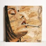 Portrait peinture sur osb de Coraline Van Butsele